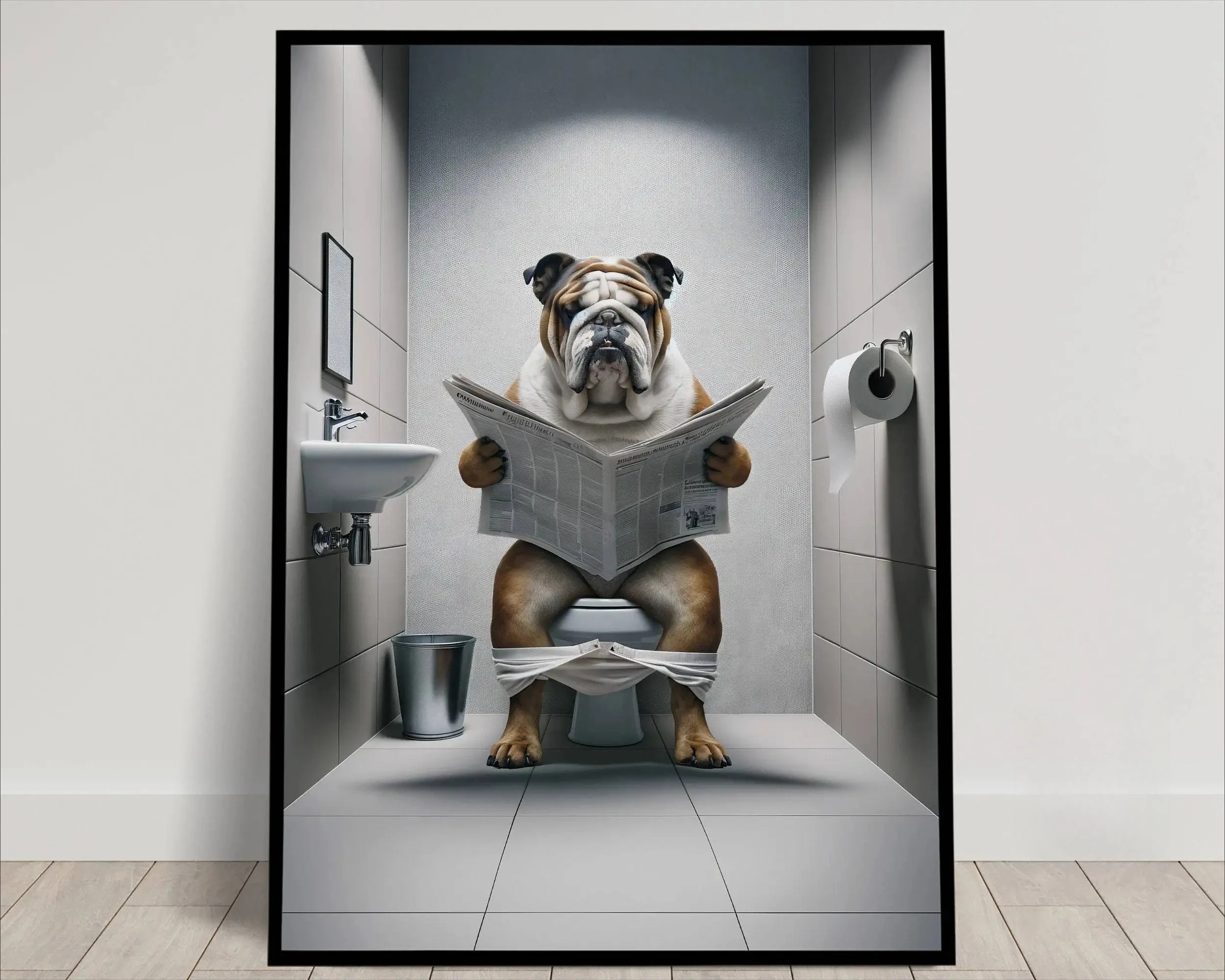 Bulldog Bathroom Print