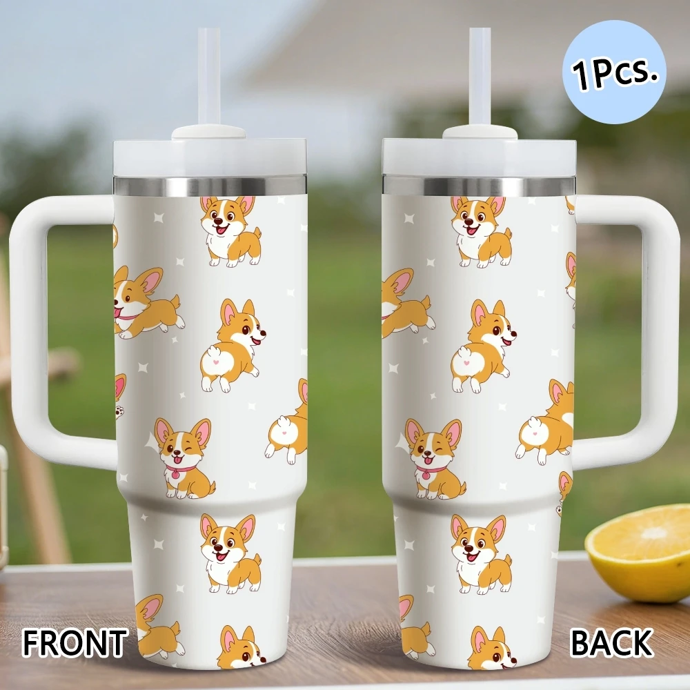 Corgi Pattern Handle Tumbler