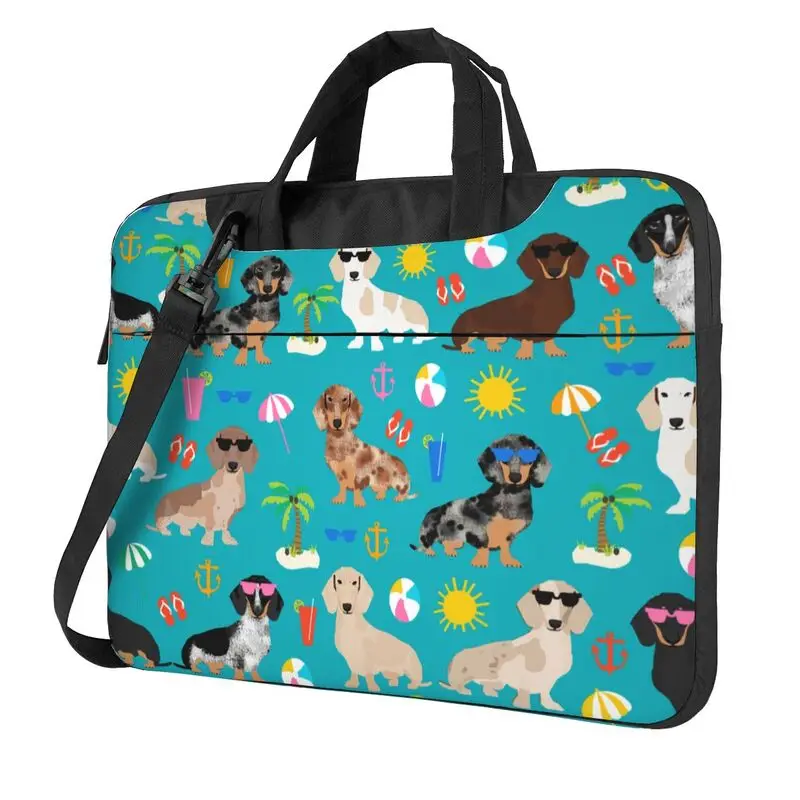 Dachshund Beach Pattern Laptop Bag