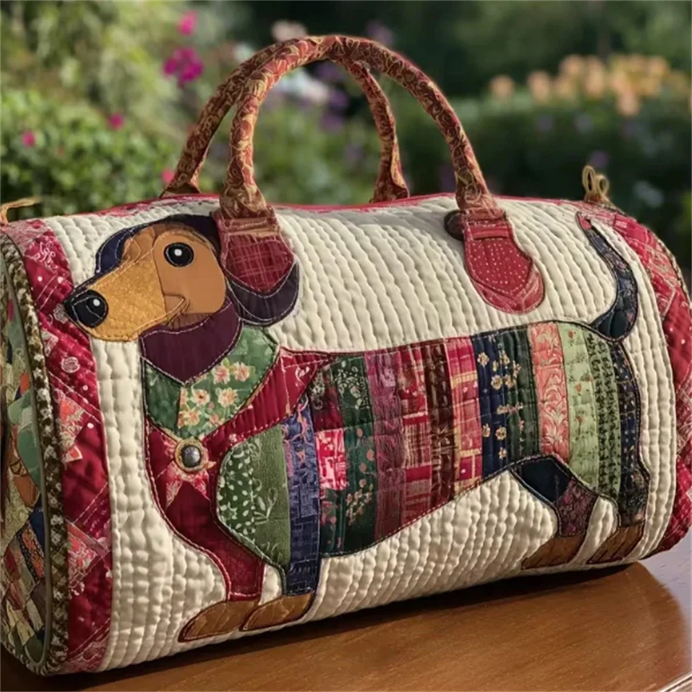 Dachshund Floral Patchwork Duffle Bag