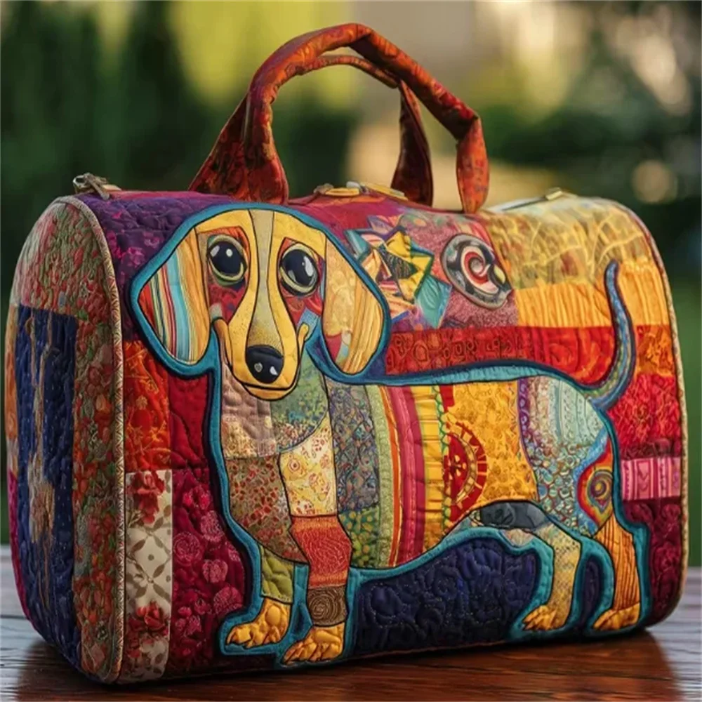 Dachshund Folk Panels Duffle Bag