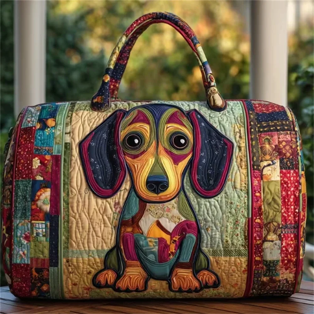 Dachshund Patchwork Portrait Duffle Bag