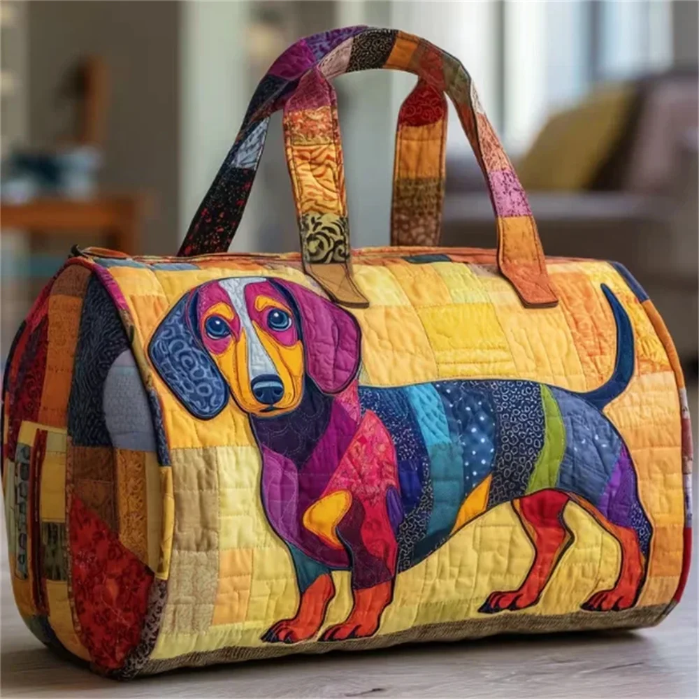 Dachshund Rainbow Panels Duffle Bag
