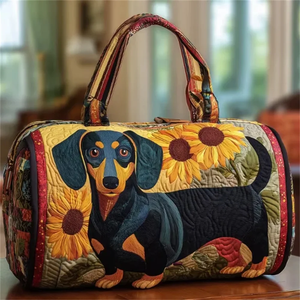 Dachshund Sunflower Portrait Duffle Bag