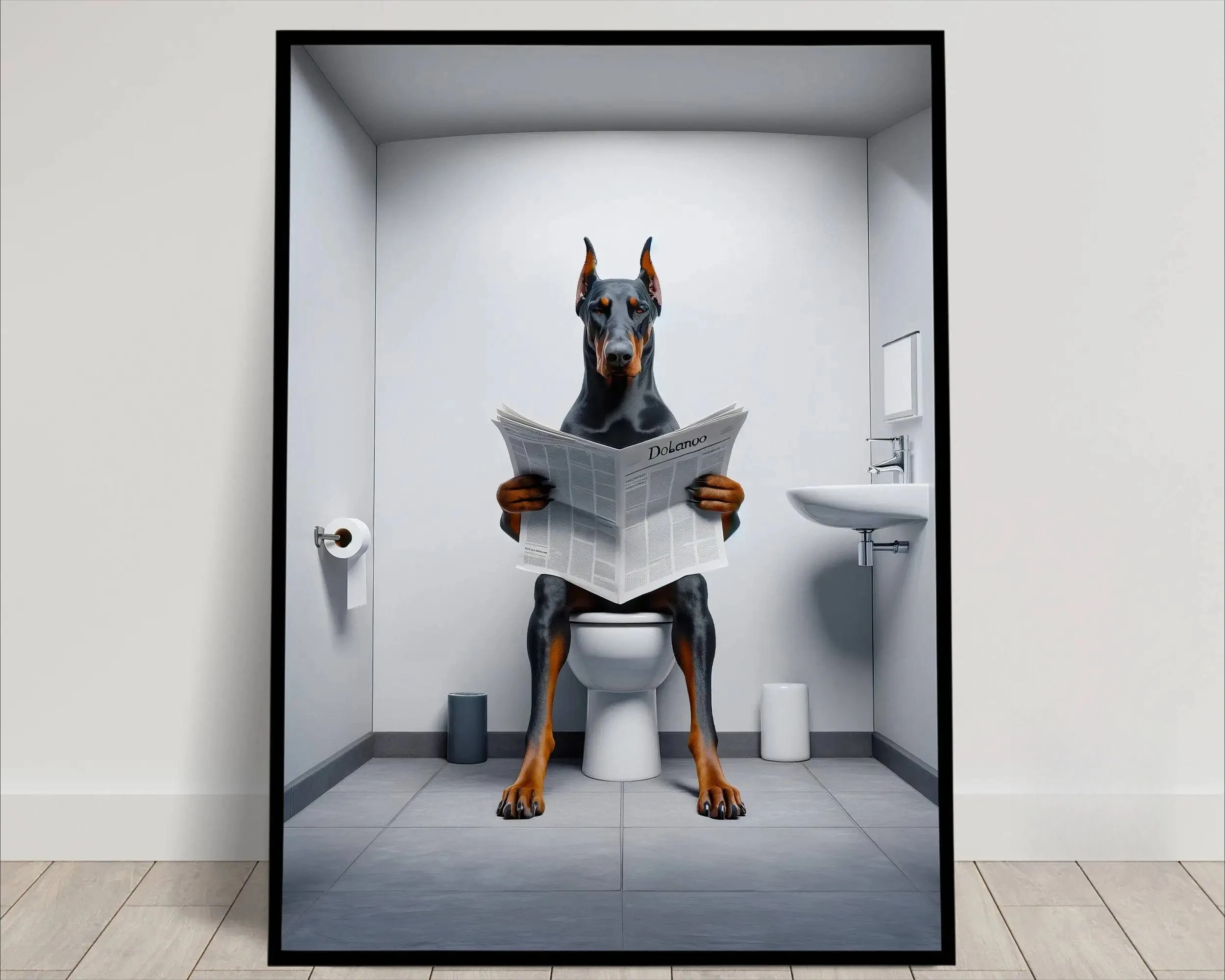 Doberman Bathroom Print