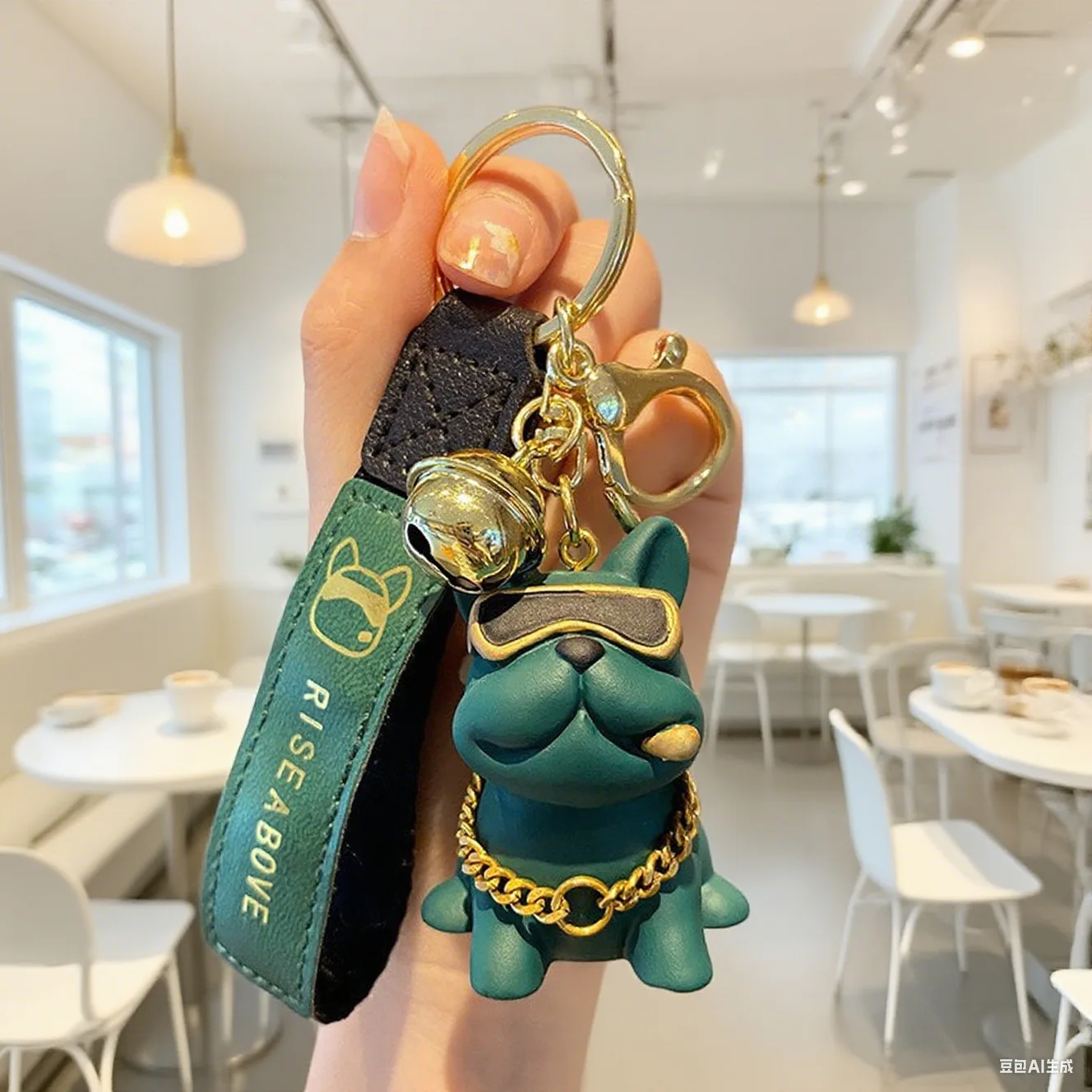 Green Bulldog Keychain
