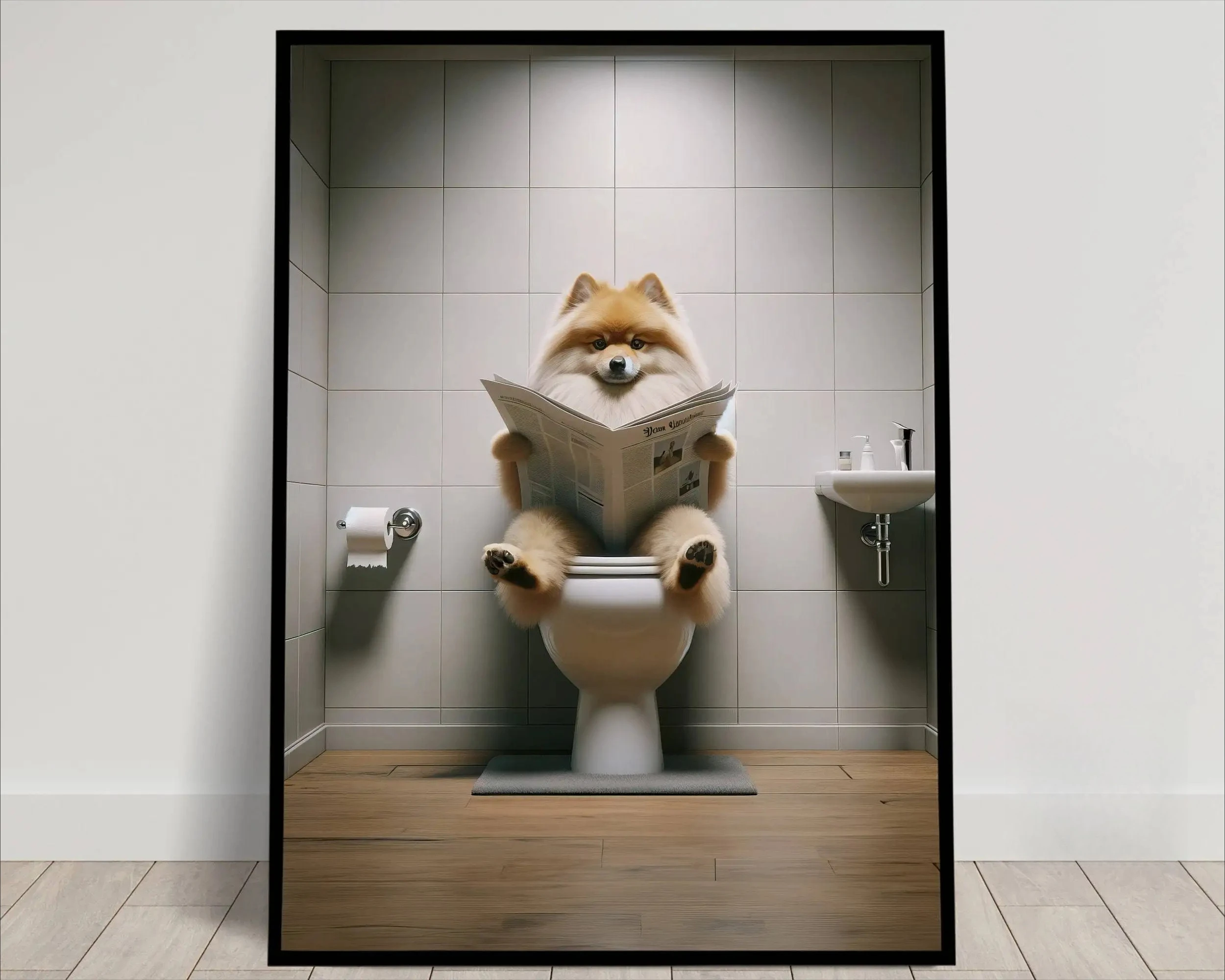 Fluffy Dog Bathroom Print