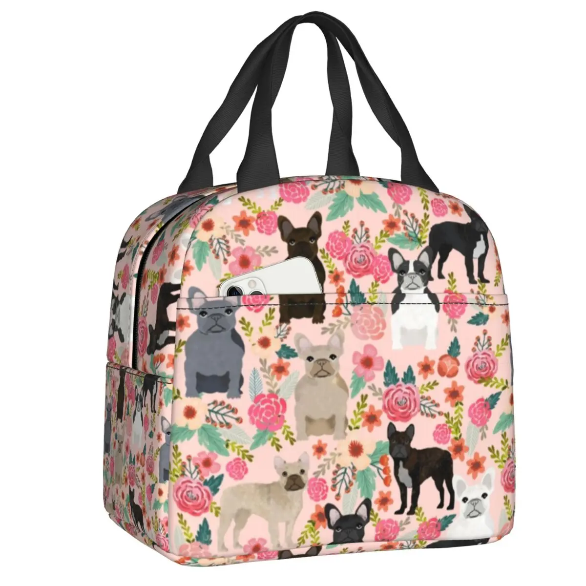 Frenchie Flower Garden Lunch Bag