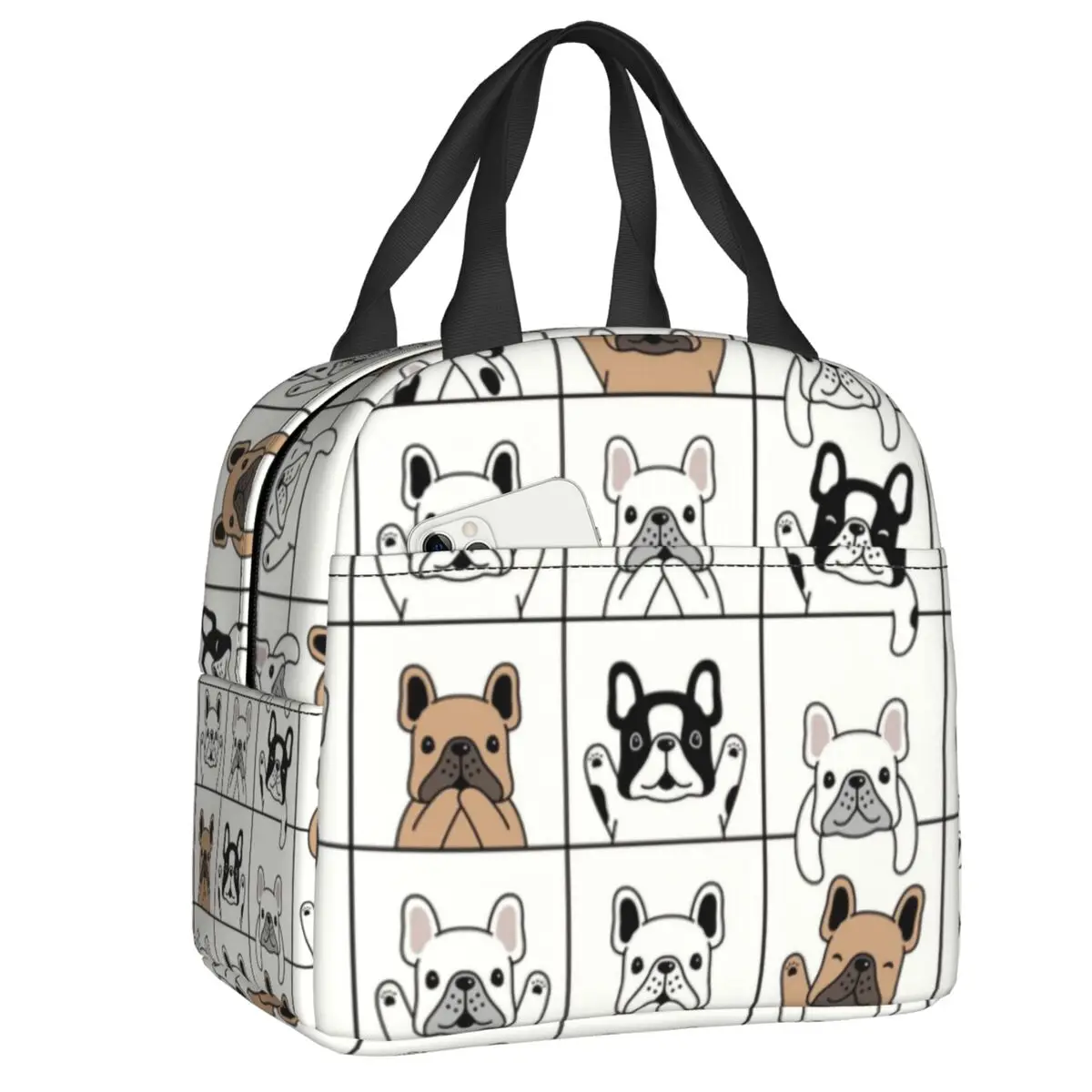 Frenchie Portrait Grid Lunch Bag
