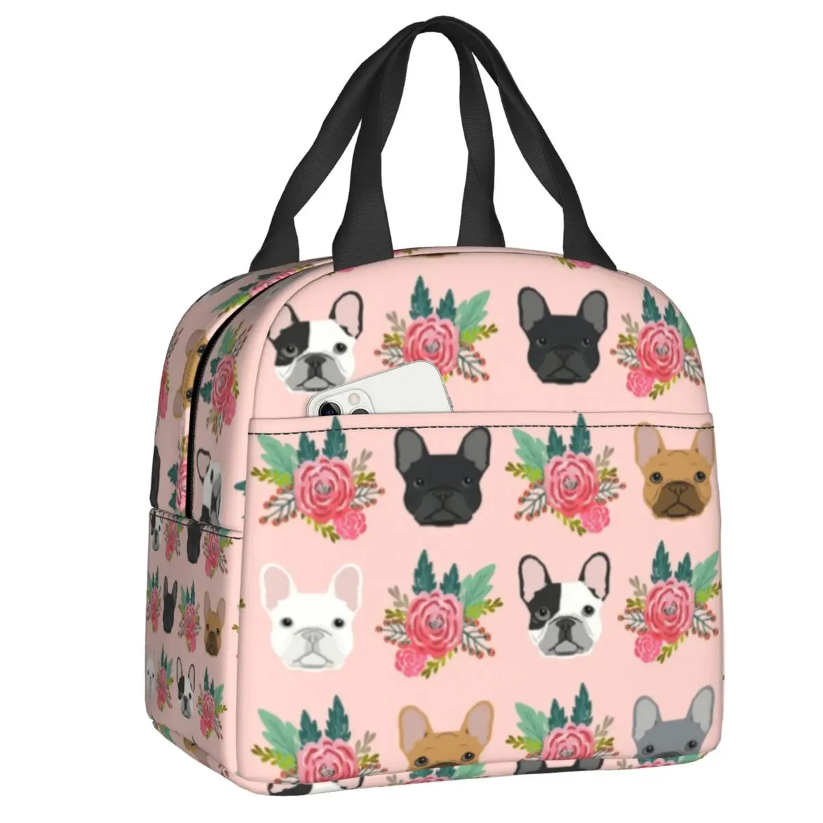 Frenchie Rose Faces Lunch Bag