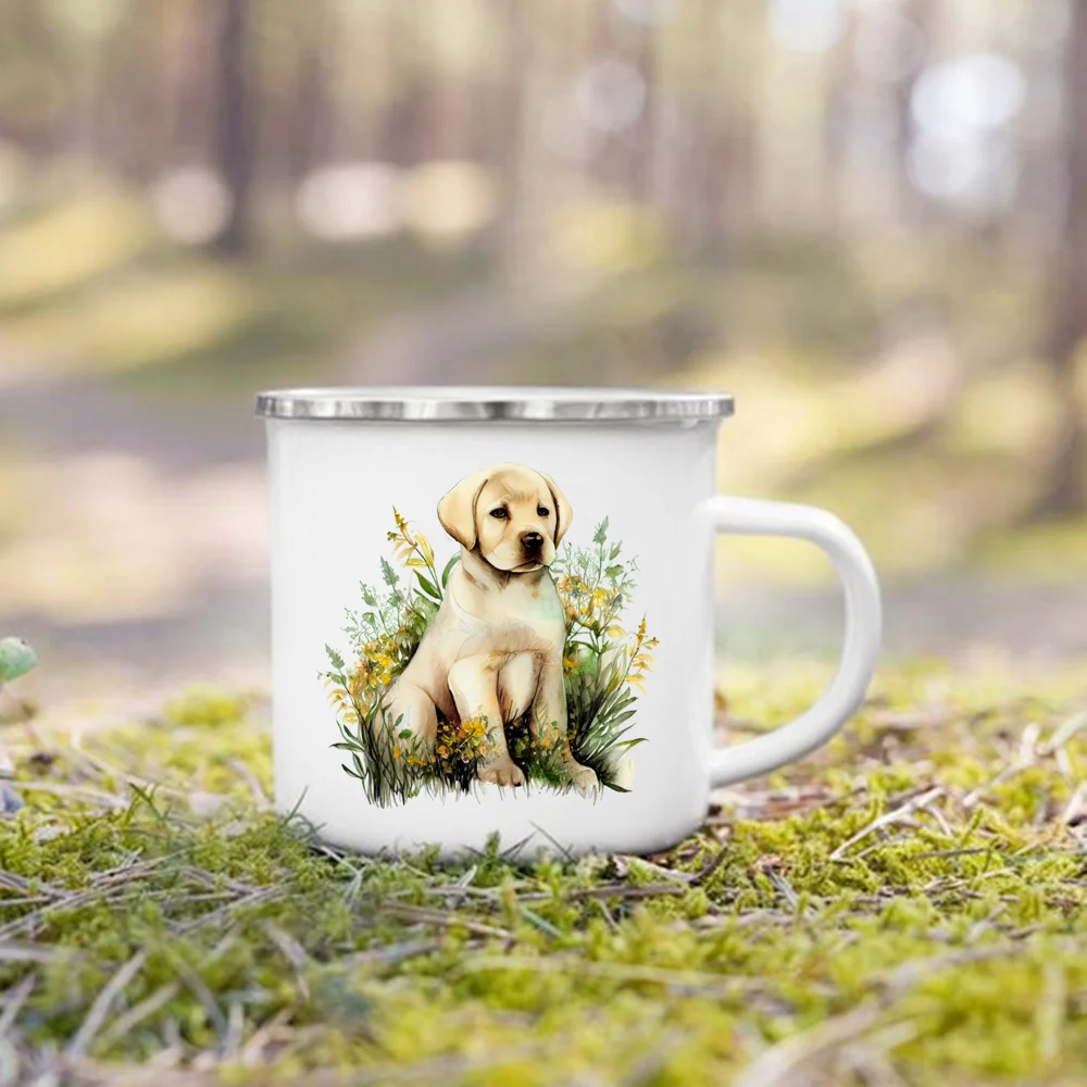 Golden Puppy Floral Mug