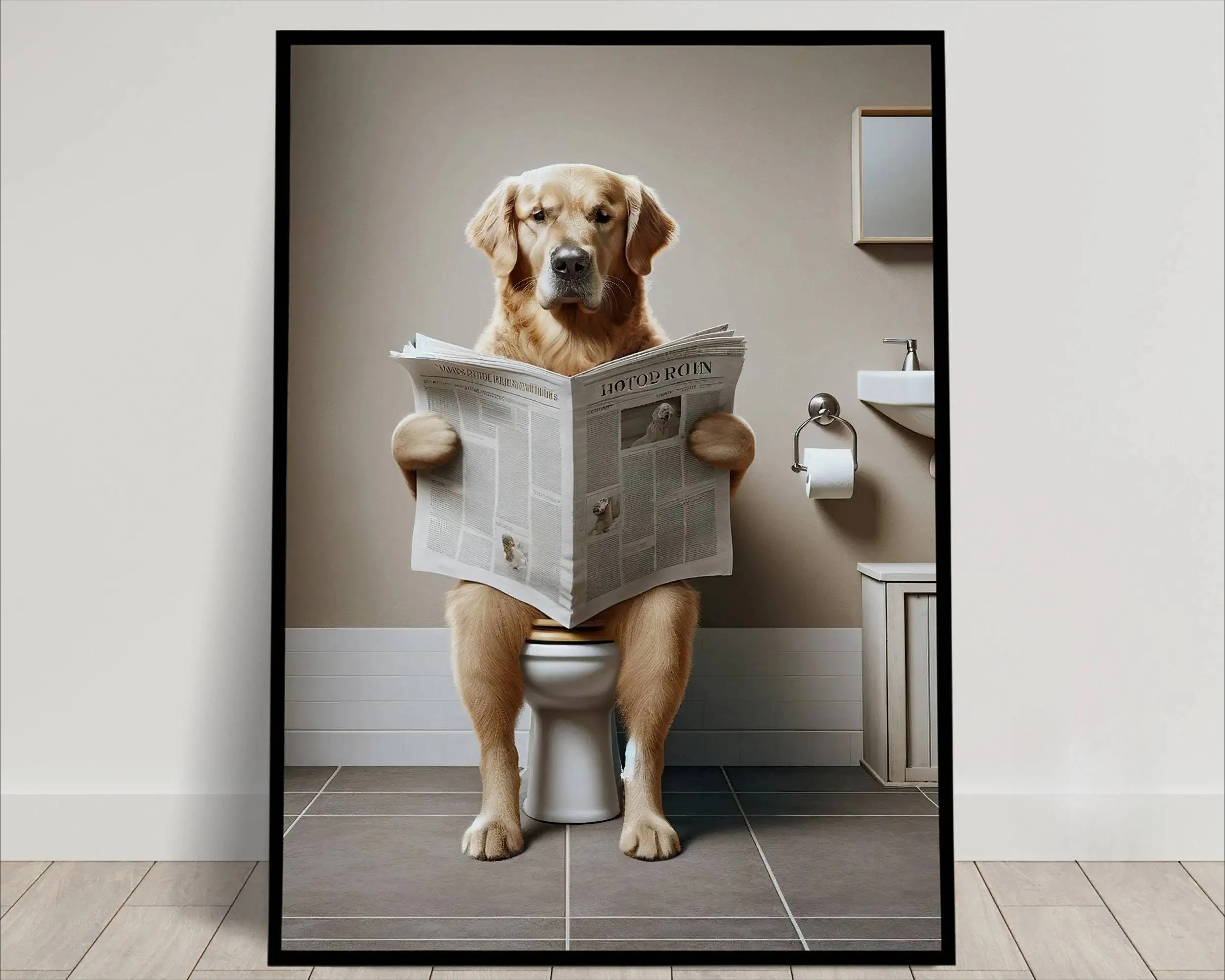 Golden Retriever Bathroom Print