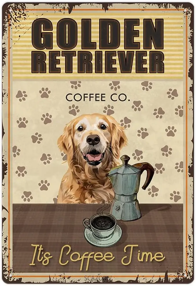 Golden Retriever Coffee Sign
