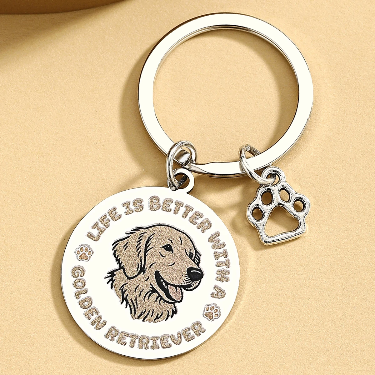 Golden Retriever Paw Keychain