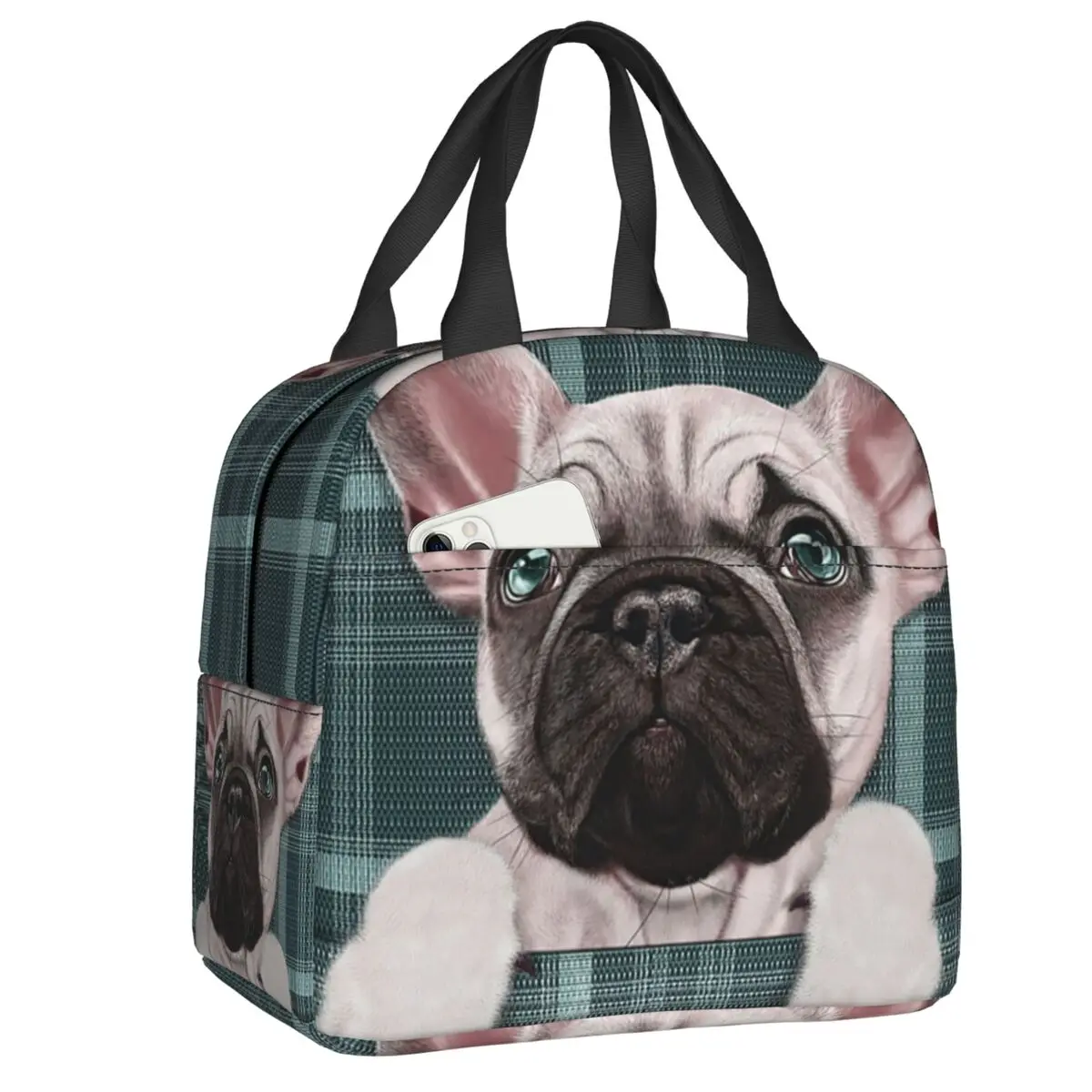 Plaid Frenchie Lunch Bag