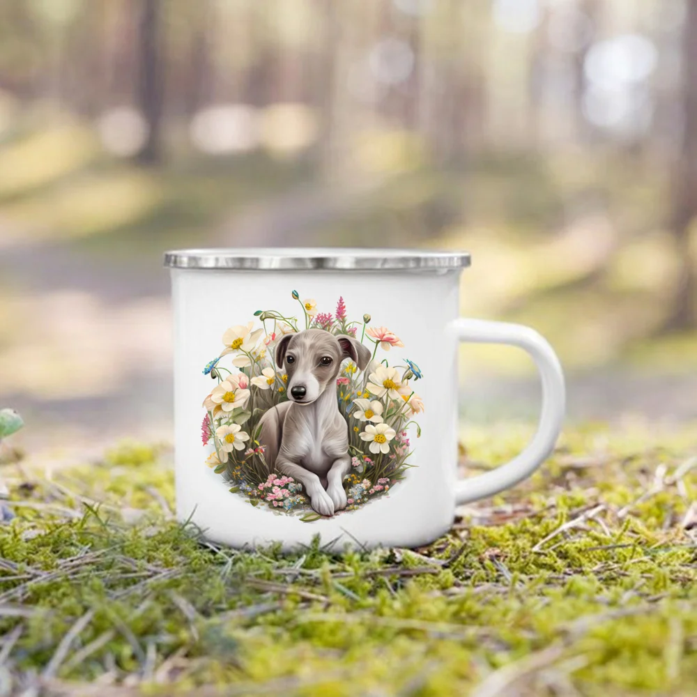Silver Sighthound Floral Mug