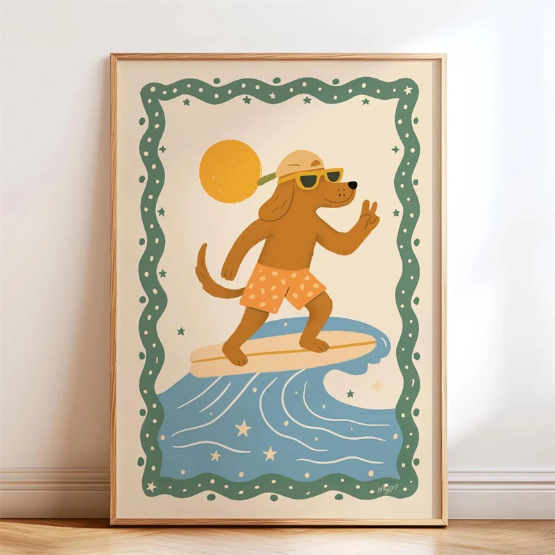 Surfing Dog Print